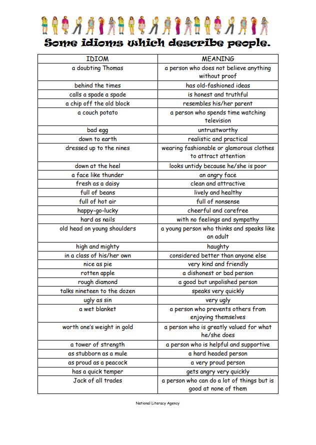 Some Idioms Which Describe People